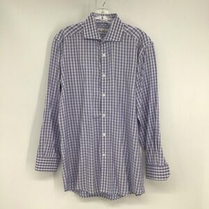Robert Graham Checked Blue Button-Down Casual Shirt Career Blue Size 39- 15.5”